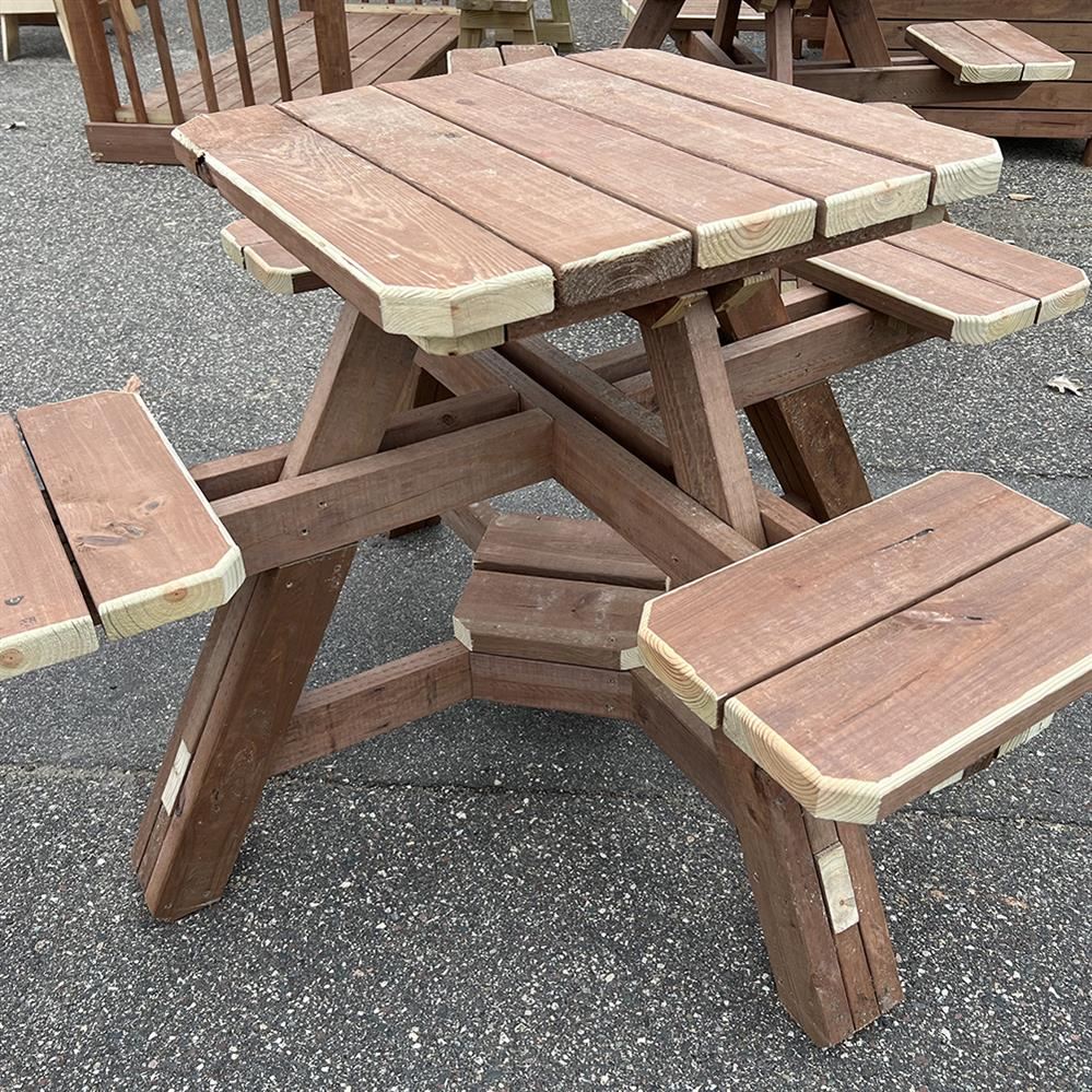 outdoor table with seating